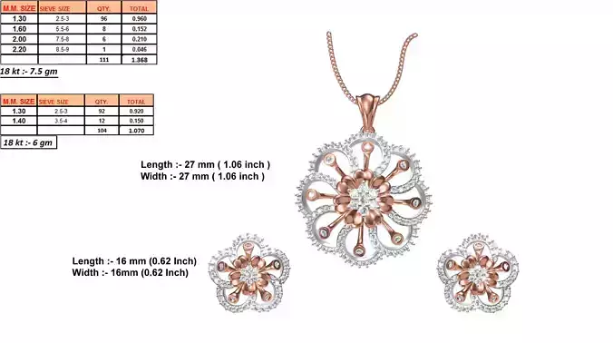 Flower Shaped Rose Gold Pendant With Diamonds 4