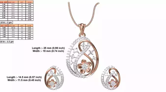 Mango Shaped Rose Gold Pendant With Diamonds 1