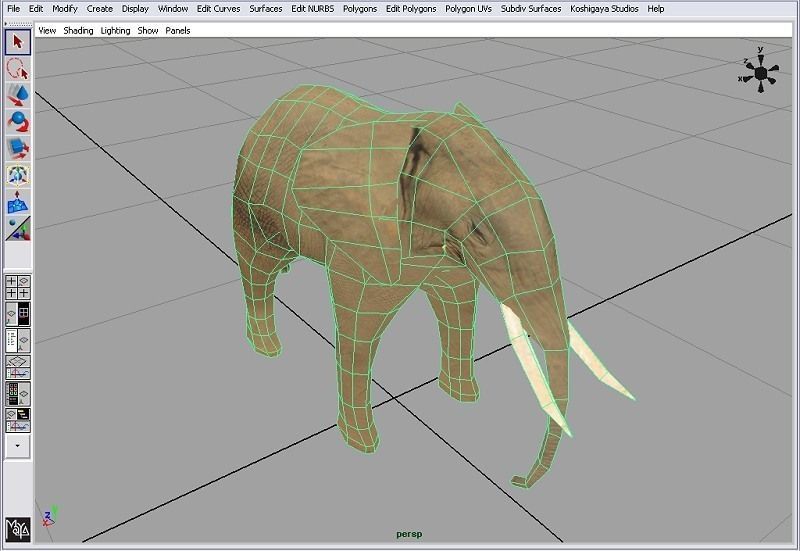 elephant with long tusks Low-poly 3D model_3