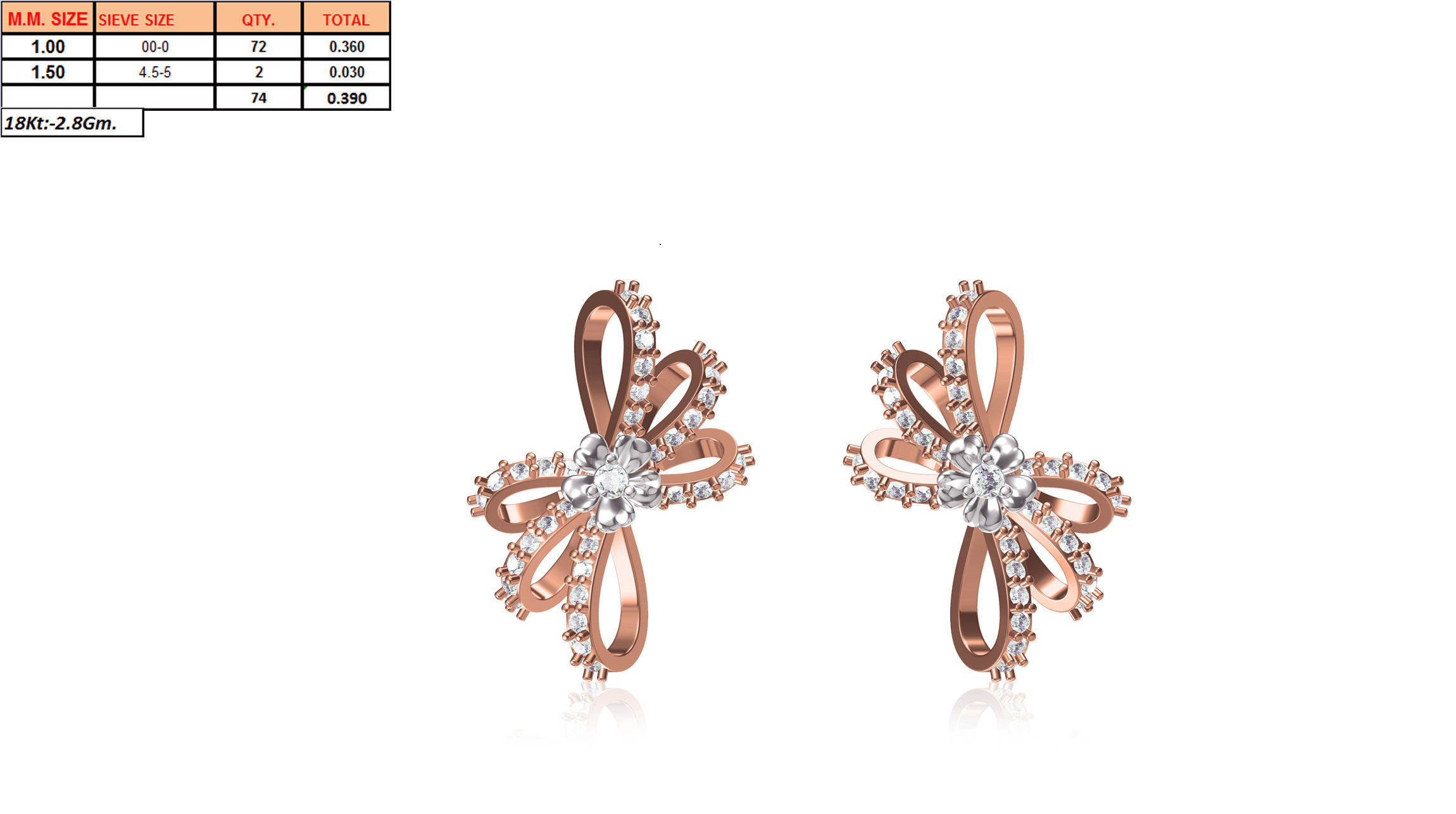 Butterfly Shaped Rose Gold Pendant With Diamonds 3D print model_2