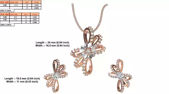 Butterfly Shaped Rose Gold Pendant With Diamonds 3D print model