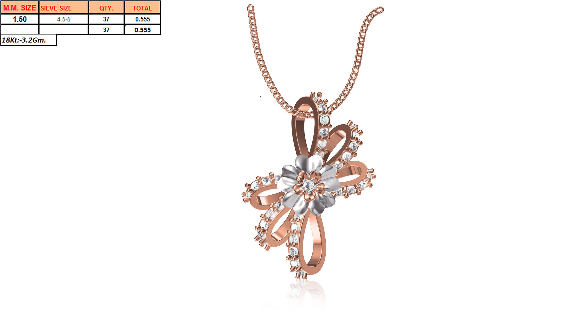 Butterfly Shaped Rose Gold Pendant With Diamonds 3D print model_1