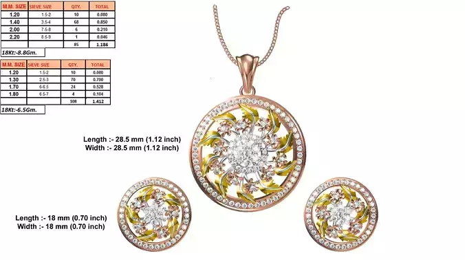 Round Shaped Rose Gold Pendant With Diamonds 5