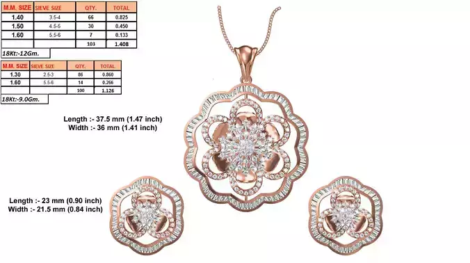 Flower Shaped Rose Gold Pendant With Diamonds 5