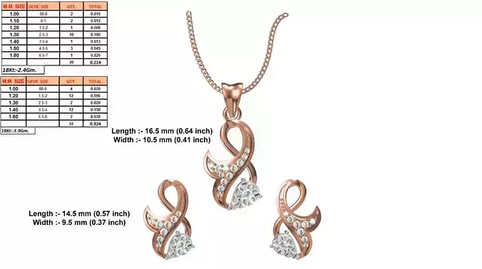 Loop Shaped Rose Gold Pendant With Diamonds