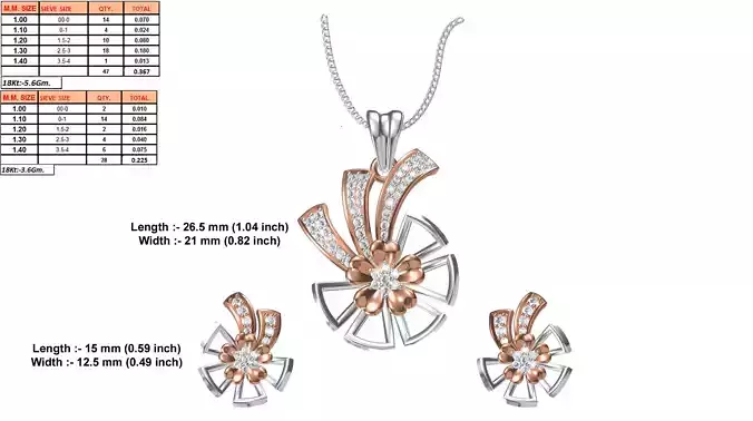 Flower Shaped Rose Gold Pendant With Diamonds 6