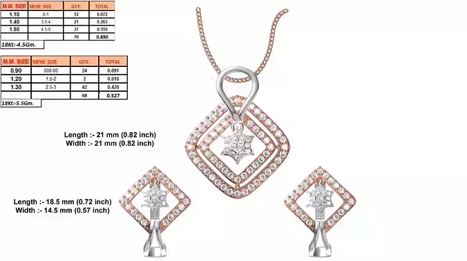 Squircle Shaped Rose Gold Pendant With Diamonds