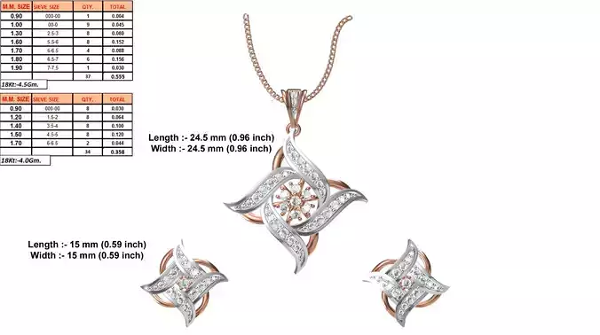 Flower Shaped Rose Gold Pendant With Diamonds 7