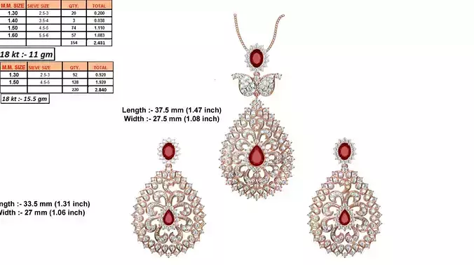 Drop Shaped Rose Gold Pendant With Ruby