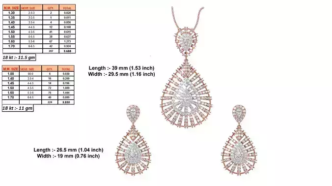 Drop Shaped Rose Gold Pendant With Diamonds 6