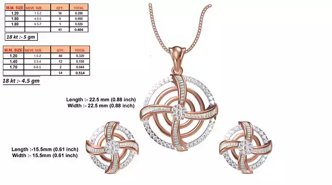 Round Shaped Rose Gold Pendant With Diamonds 7
