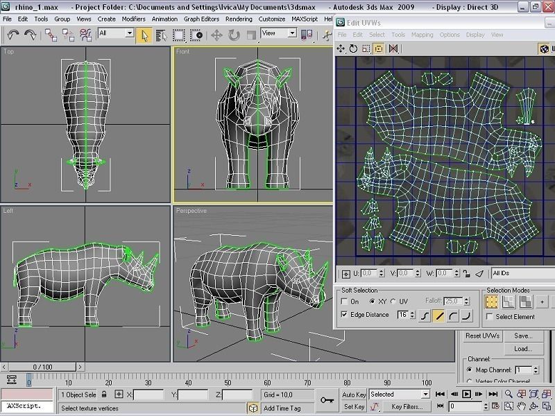 rhinoceros rhino Low-poly 3D model_5