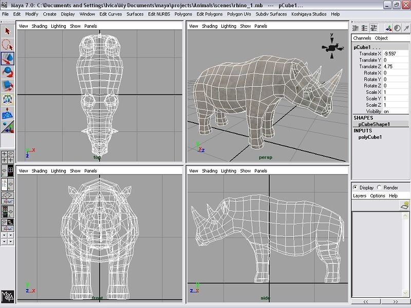 rhinoceros rhino Low-poly 3D model_4