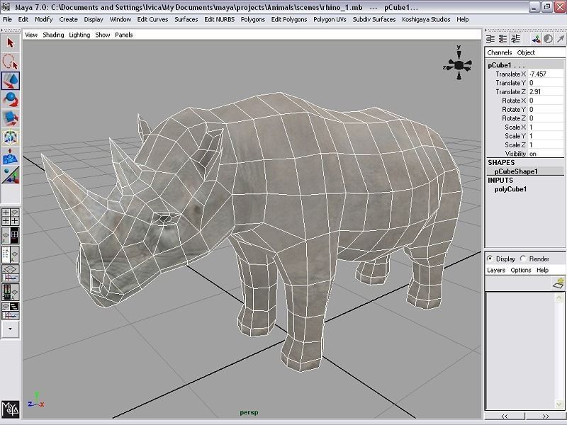 rhinoceros rhino Low-poly 3D model_3