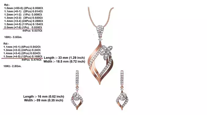 Marquise Shaped Rose Gold Pendant With Diamonds 2