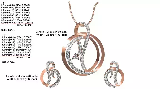 Round Shaped Rose Gold Pendant With Diamonds 8