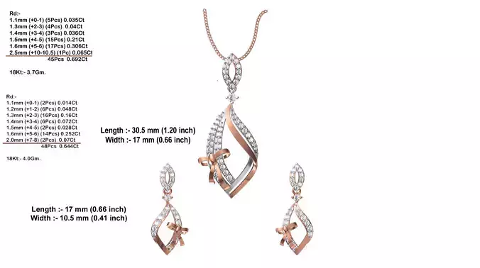 Leaf Shaped Rose Gold Pendant With Diamonds 5