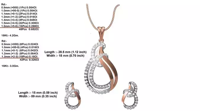 Mango Shaped Rose Gold Pendant With Diamonds 2