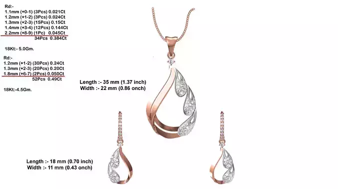 Drop Shaped Rose Gold Pendant With Diamonds 11