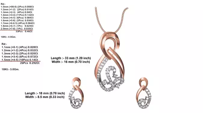 Infinity Loop Rose Gold Pendant With Diamonds