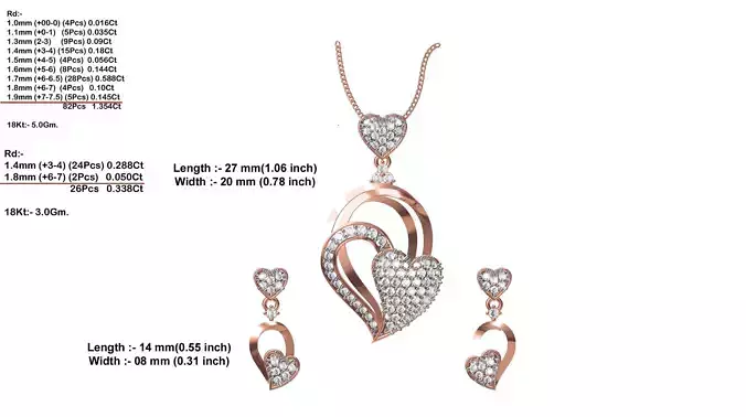 Heart Shaped Rose Gold Pendant With Diamonds 8