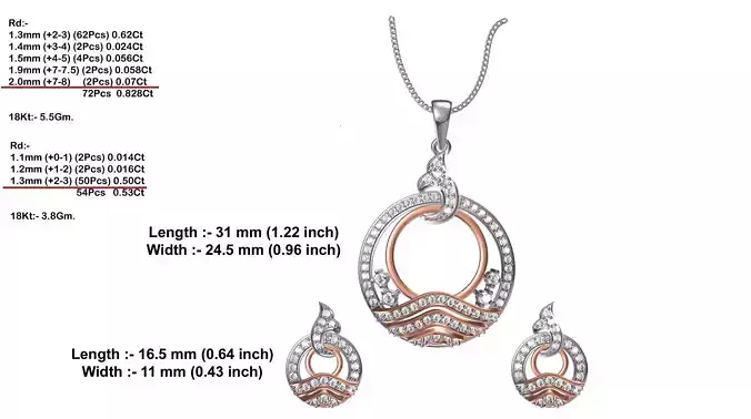 Round Shaped Rose Gold Pendant With Diamonds 9