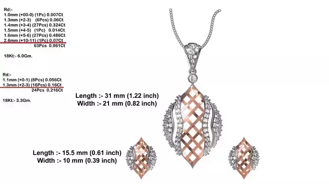Marquise Shaped Pendant And Earrings With Diamonds 2