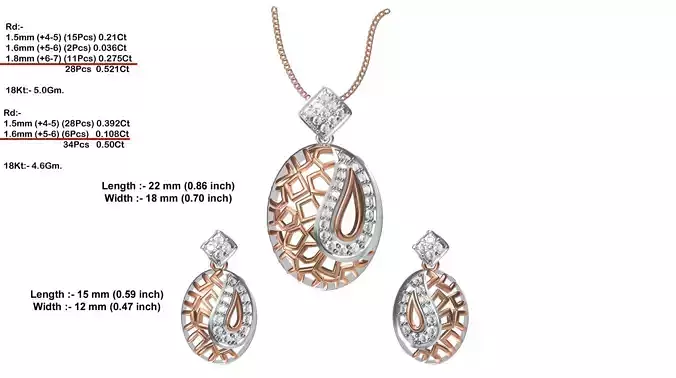 Oval Shaped Gold Pendant With Diamonds 8