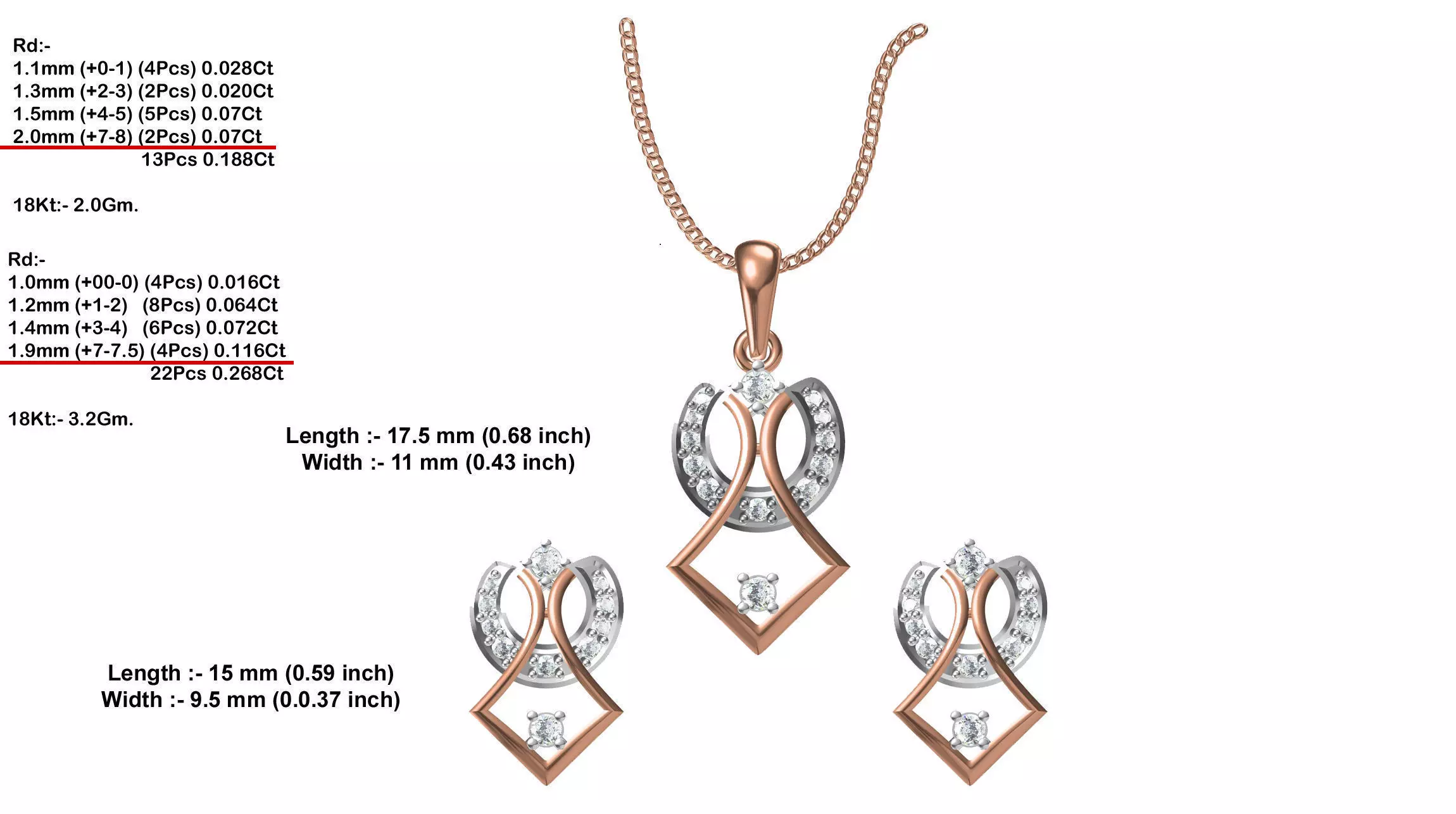 Round Multi Metal Pendant With Diamonds 3D print model