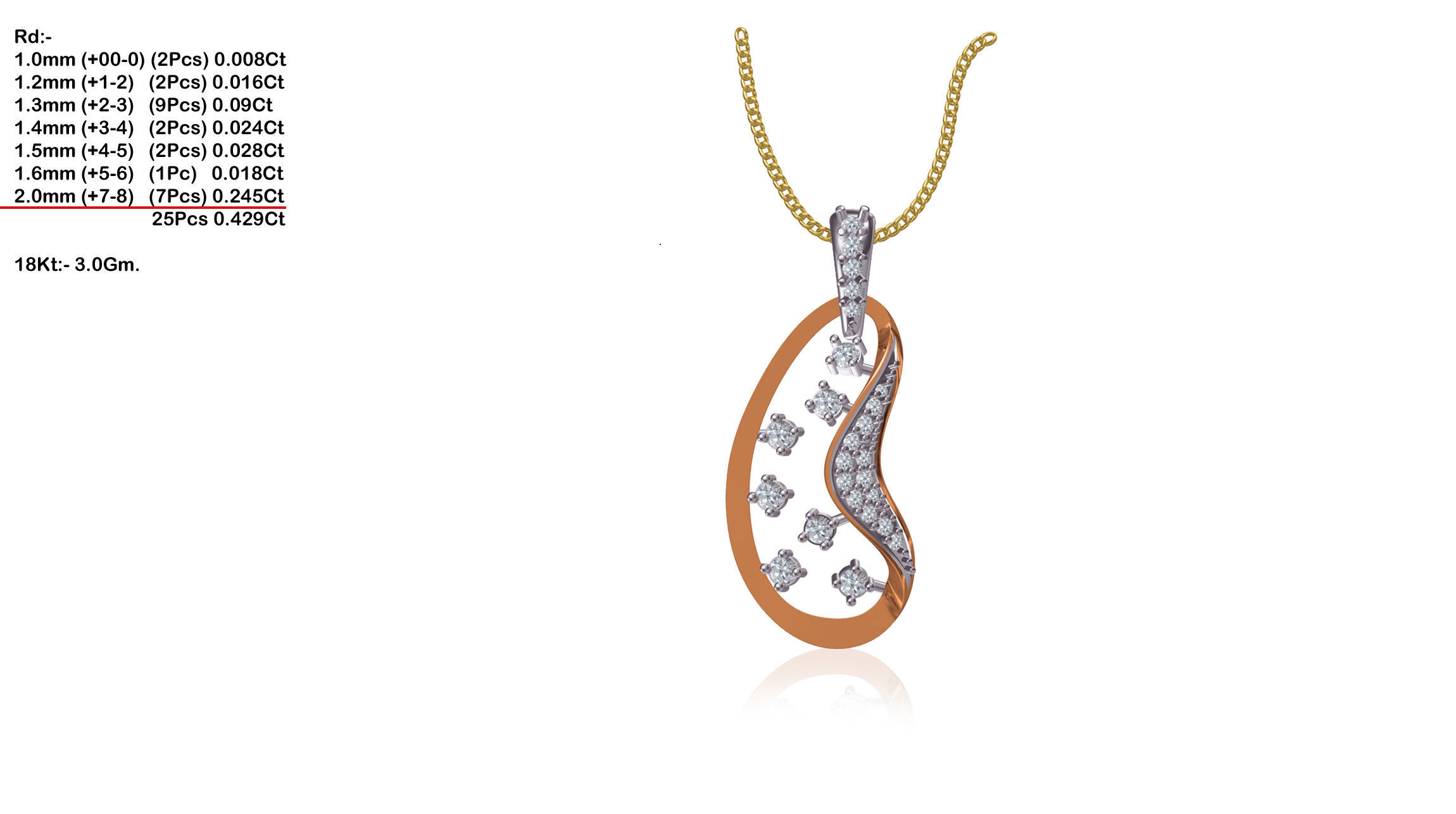 Bean Shaped Pendant With Diamonds 3D print model_1