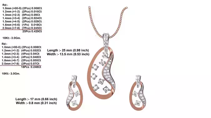 Bean Shaped Pendant With Diamonds 3D print model