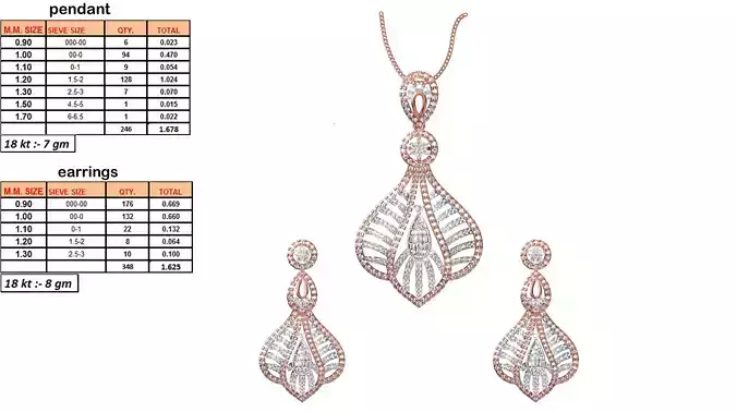 Rose Gold Pendant and Earrings With Diamonds 5