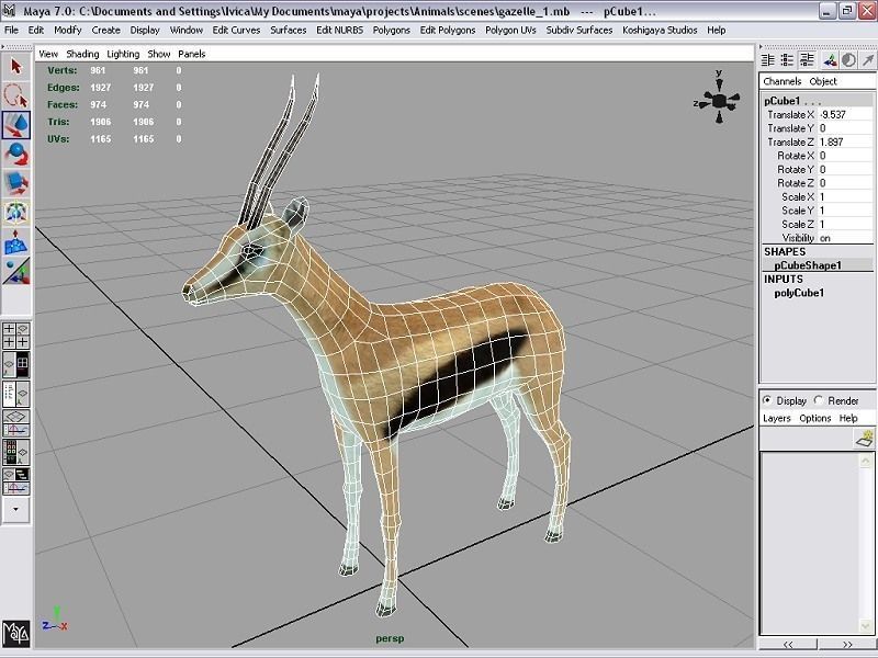 gazelle Low-poly 3D model_4