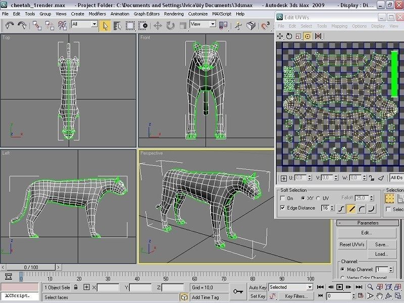 cheetah Low-poly 3D model_5