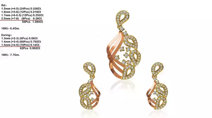 Gold Pendant and Earrings With Diamonds 1