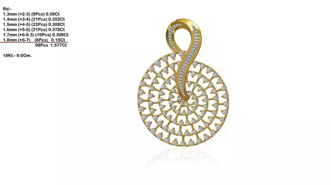 Spiral Gold Pendant With Diamonds 4