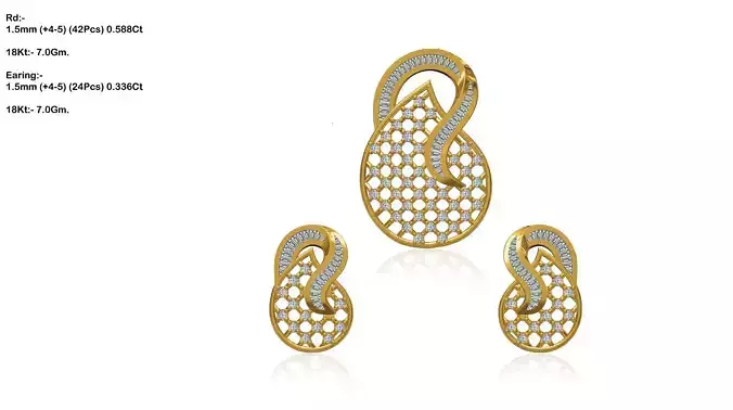 Mango Shaped Pendant And Earrings With Diamonds 2