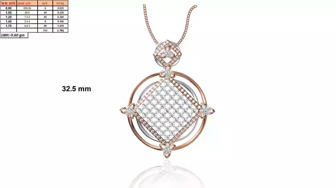 Round Shaped Rose Gold Pendant With Diamonds 10