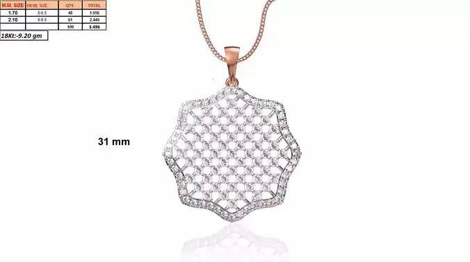Star Shaped Rose Gold Pendant With Diamonds