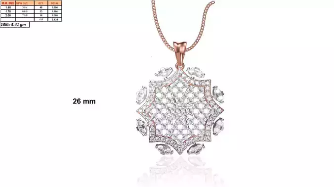Star Shaped Rose Gold Pendant With Diamonds 1
