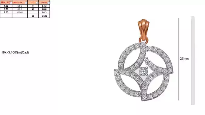 Flower Shaped Rose Gold Pendant With Diamonds 10