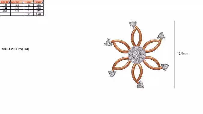 Flower Shaped Rose Gold Pendant With Diamonds 11