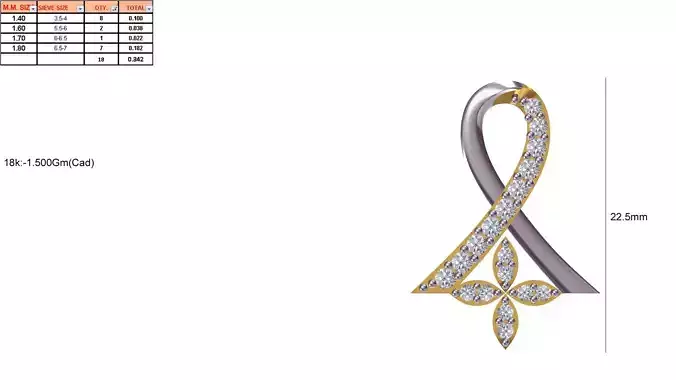 Loop Shaped Silver Pendant With Diamonds