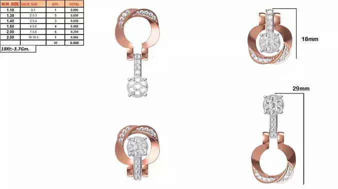 Squircle Shaped Rose Gold Pendant With Diamonds 2