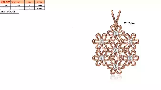Flower Shaped Rose Gold Pendant With Diamonds 13