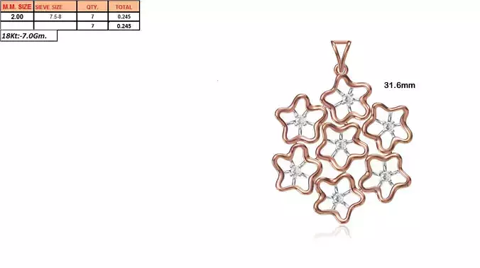 Flower Shaped Rose Gold Pendant With Diamonds 14