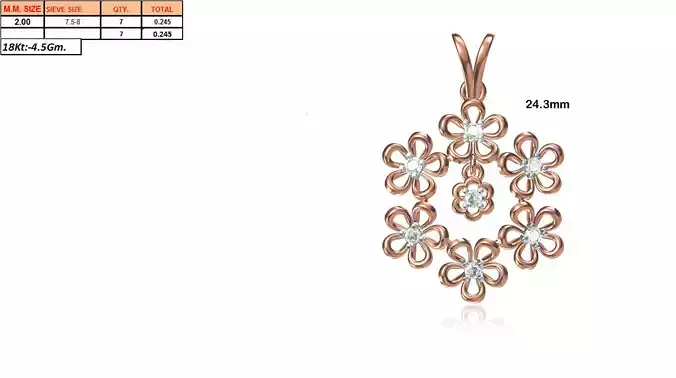 Flower Shaped Rose Gold Pendant With Diamonds 16