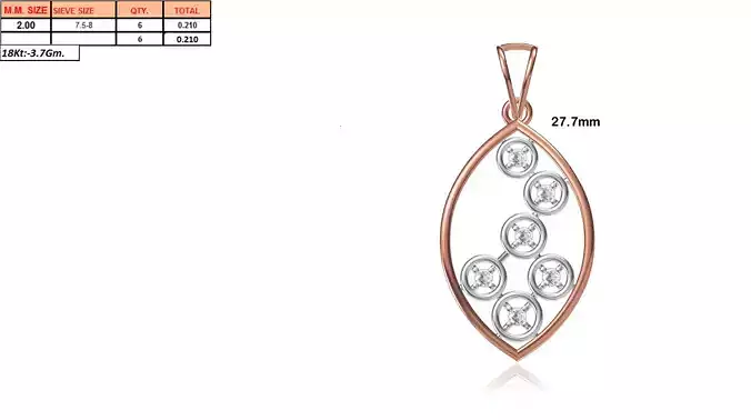 Marquise Shaped Rose Gold Pendant With Diamonds 5