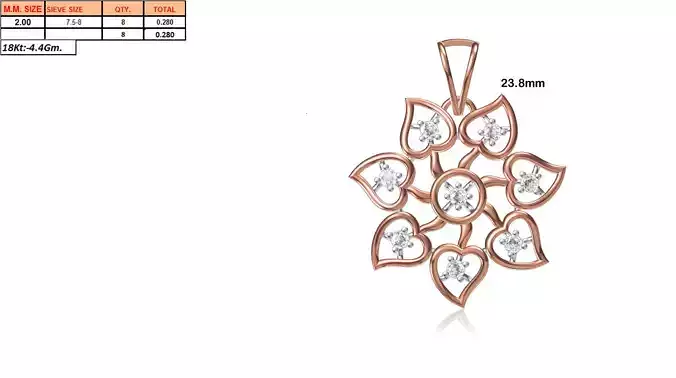 Flower Shaped Rose Gold Pendant With Diamonds 19
