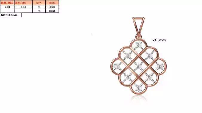 Square Shaped Rose Gold Pendant With Diamonds 1